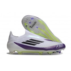 adidas F50 Elite Laceless FG X Messi Blanc Ftwr Noir Violet Uni