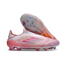 adidas F50 Elite Laceless FG Rose Blanc