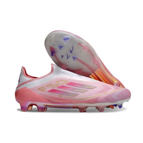 adidas F50 Elite Laceless FG Rose Blanc