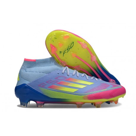 adidas F50 Elite Mid FG Bleu Fusion Citron Lucide Rose