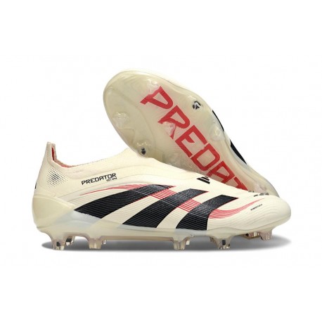 Crampons adidas Predator Elite 25 LL FG Blanc Cassé Noir Rubis Pur