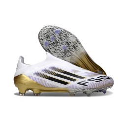 adidas F50 Elite Laceless FG Blanc Noir Or Mét