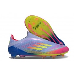 adidas F50 Elite Laceless FG Bleu Fusion Citron Lucide Rose Lucide
