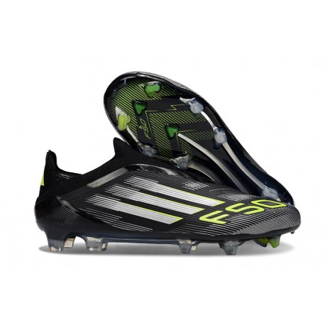 adidas F50 Elite Laceless FG Core Noir Fer Mét. Citron Lucide