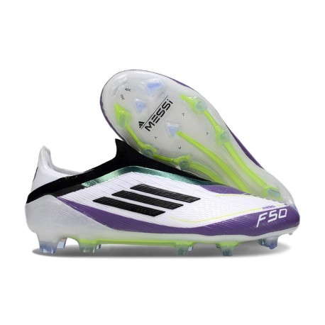 adidas F50 Elite Laceless FG X Messi Blanc Ftwr Noir Violet Uni