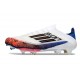 Crampons de Football Adidas F50 Elite Laceless X Son FG Blanc Noir Rouge Vif