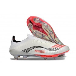 Crampons de Football adidas F50+ FG X Messi Blanc Ftwr Rouge Lucide Argent Mét