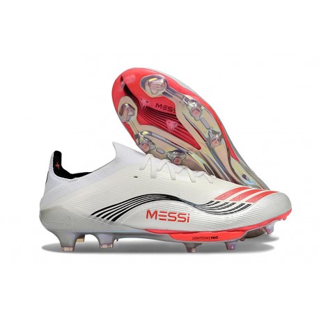 Crampons de Football adidas F50+ FG X Messi Blanc Ftwr Rouge Lucide Argent Mét