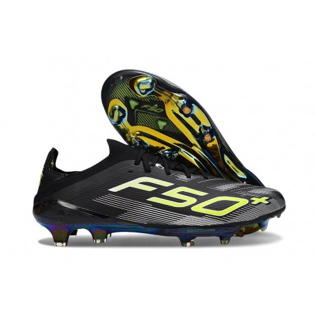 Crampons de Football adidas F50+ FG Core Noir Fer Mét. Citron Lucide