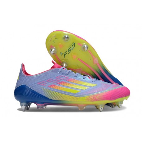 adidas F50 Elite SG-Pro Bleu Fusion Citron Lucide Rose Lucide