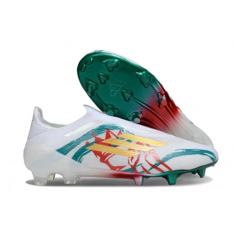 adidas F50 Elite Laceless FG Nouveau Blanc Vert Or