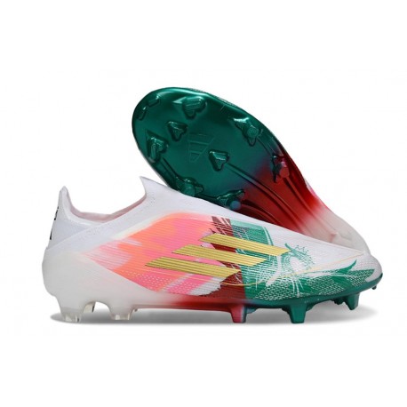 adidas F50 Elite Laceless FG Nouveau Blanc Vert Rose Or