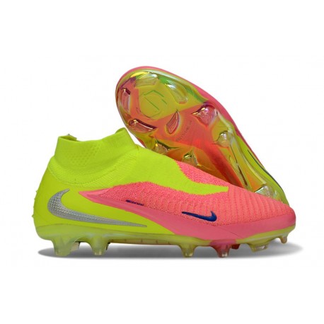 Chaussure Nike Phantom 6 Haute Elite FG Rose Jaune