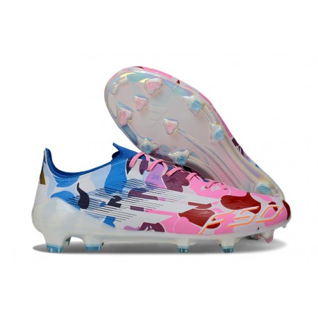Chaussures adidas F50 Elite FG Blanc Rose Bleu