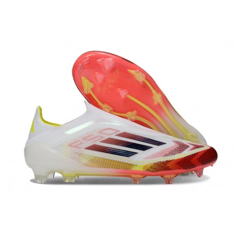 adidas F50 Elite Laceless FG Nouveau Blanc Rouge Jaune