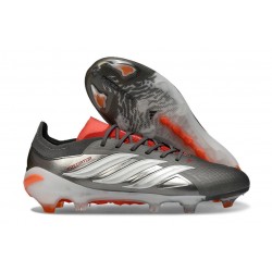 adidas Predator 26 Elite FG Nouveau Fer Mét. Blanc Ftwr Rouge Lucide