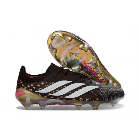 Crampons Nouveaux adidas Predator Elite L FG Noir Or Blanc