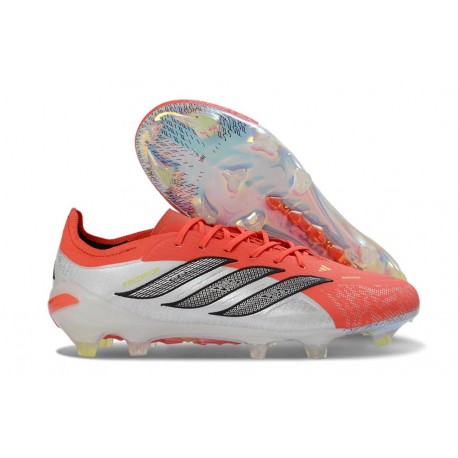 Crampons Nouveaux adidas Predator Elite L FG Blanc Rouge Noir