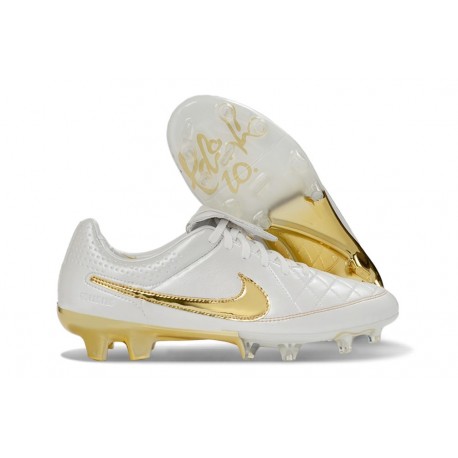 Chaussures Nike Tiempo Maestro Elite FG Blanc Or