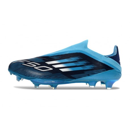 adidas Crampons F50+ Laceless Elite FG Noir Bleu