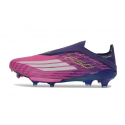 adidas Crampons F50+ Laceless Elite FG Violet Rose Blanc