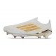 adidas Crampons F50+ Laceless Elite FG Blanc Or