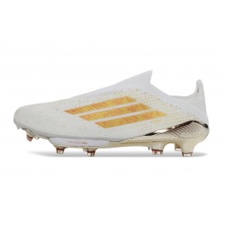 adidas Crampons F50+ Laceless Elite FG Blanc Or