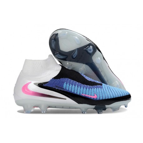 Chaussure Nike Phantom 6 Haute Elite FG Bleu Rapide Rose Explosif Blanc