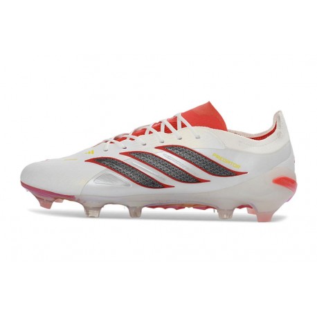 Crampons Nouveaux adidas Predator Elite L FG Blanc Rouge Noir
