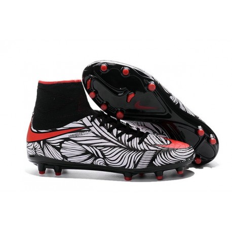 Hommes Chaussures Nike HyperVenom Phantom 2 FG Noir Rouge Blanc