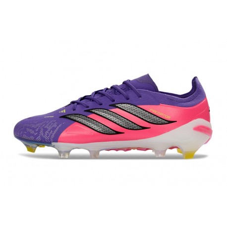 Crampons Nouveaux adidas Predator Elite L FG Violet Rose Noir
