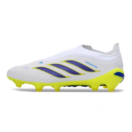 Chaussures de Football adidas Predator Elite LL FG Blanc Bleu Jaune