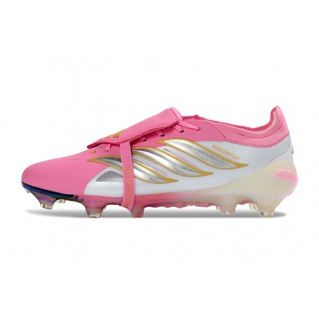 Chaussures de Foot adidas Predator 26 Elite FT FG Rose Blanc
