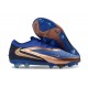 Nike Crampons Phantom 6 Low Elite FG Bleu Marine Cuivre Métallique
