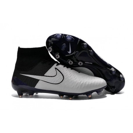 Crampons Football Magista Obra FG Chaussure Homme Cuir Blanc Noir