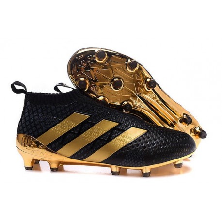 2016 Crampons Foot Adidas Ace16+ Purecontrol FG/AG Paul Pogba Or Noir