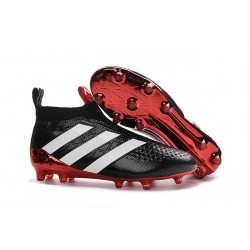 2016 Crampons Foot Adidas Ace16+ Purecontrol FG/AG Noir Rouge Blanc