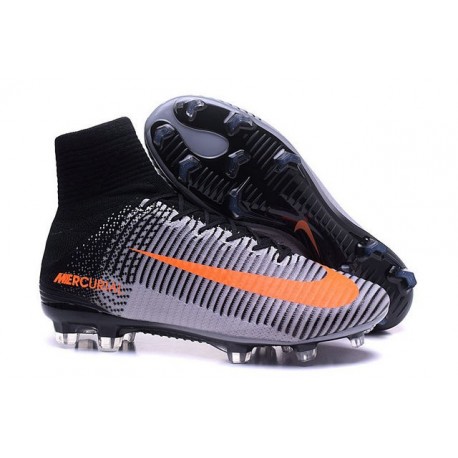 Chaussures Nike - Crampons de Footabll Homme - Nike Mercurial Superfly 5 FG Gris Noir Orange