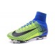 Chaussures Nike - Crampons de Footabll Homme - Nike Mercurial Superfly 5 FG Vert Bleu Noir