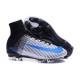 Chaussures Nike - Crampons de Footabll Homme - Nike Mercurial Superfly 5 FG Blanc Bleu Noir