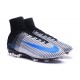 Chaussures Nike - Crampons de Footabll Homme - Nike Mercurial Superfly 5 FG Blanc Bleu Noir