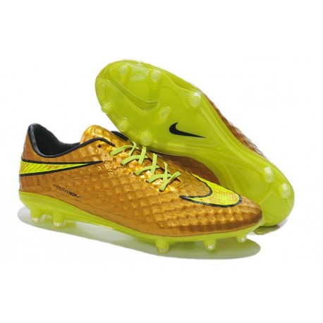 Chaussure De Football - Nike Hypervenom Phantom FG - Terrain Sec - Chaussure Homme Neymar Or Jaune