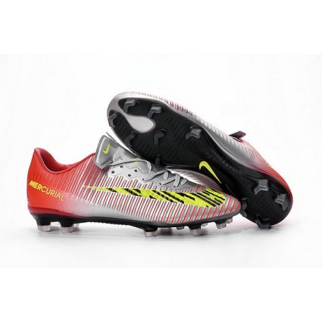 Nike Mercurial Vapor 11 FG Crampons 2016 - Argent Rouge Jaune