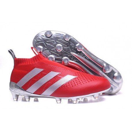 2016 Crampons Foot Adidas Ace16+ Purecontrol FG/AG Rouge Argenté