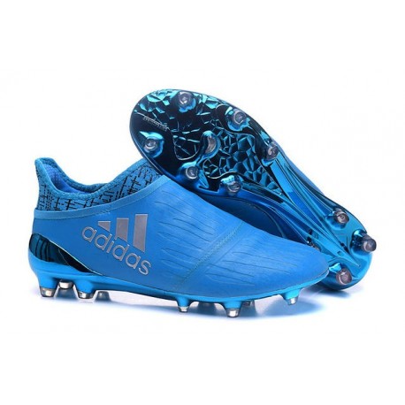 Nouvelles Crampons Adidas X 16+ Purechaos FG/AG Argenté Bleu