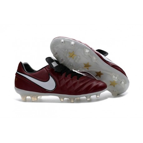 Chaussures de football Nike Tiempo Legend 6 FG Hommes Vin Rouge Blanc