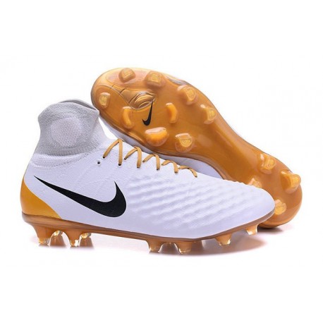 Chaussures de football - Nouveau Nike - Magista Obra II FG Blanc Or