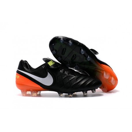 Chaussures de football Nike Tiempo Legend 6 FG Hommes Noir Blanc Hyper Orange Volt