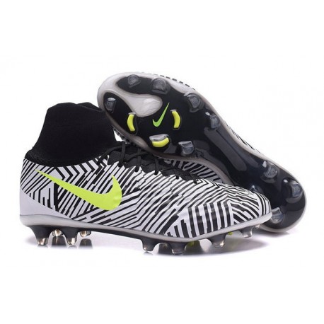 Nouveau Crampons Nike Magista Obra II FG Noir Blanc Jaune