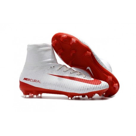 Nike Mercurial Superfly 5 FG - Chaussures de Football 2016 Blanc Rouge